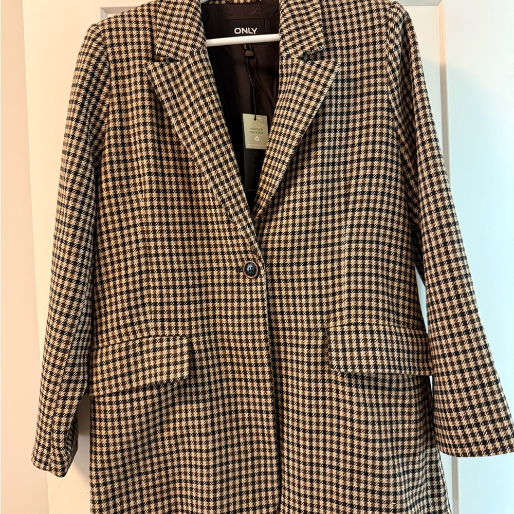 ONLY Women's Houndstooth Jacket - Black and White